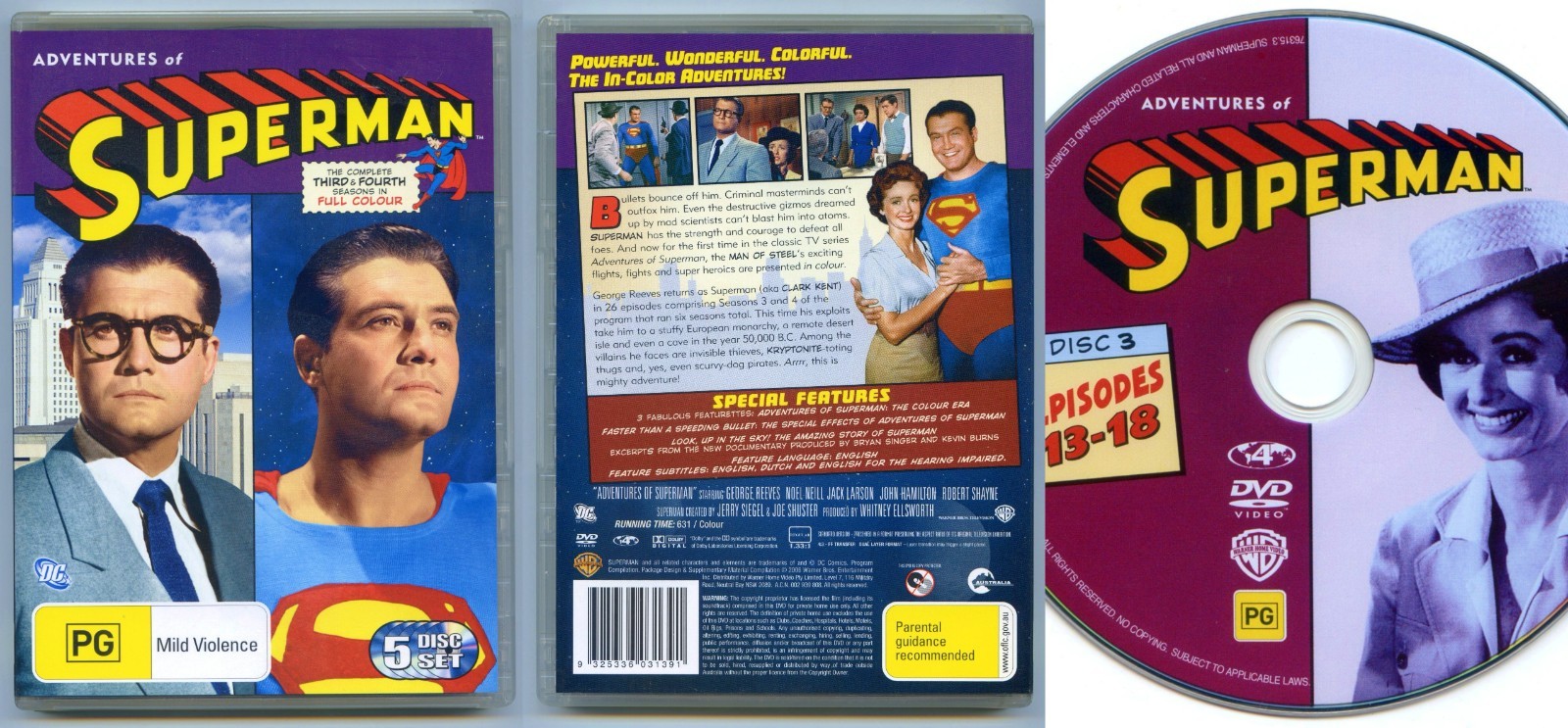 DVD Box Set Adventures Of Superman: The Complete Seasons 3 & 4 Three & Four EX