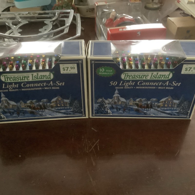 2 Treasure Island 50 Light Connect A Set  Indoor Outdoor Multi Bulbs  New