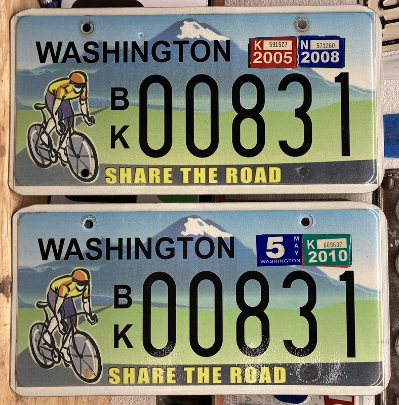 Washington Share The Road Pair Of License Plates #00831