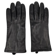 Preston York Leather Gloves Womens Solid Black Lined 9" Size M