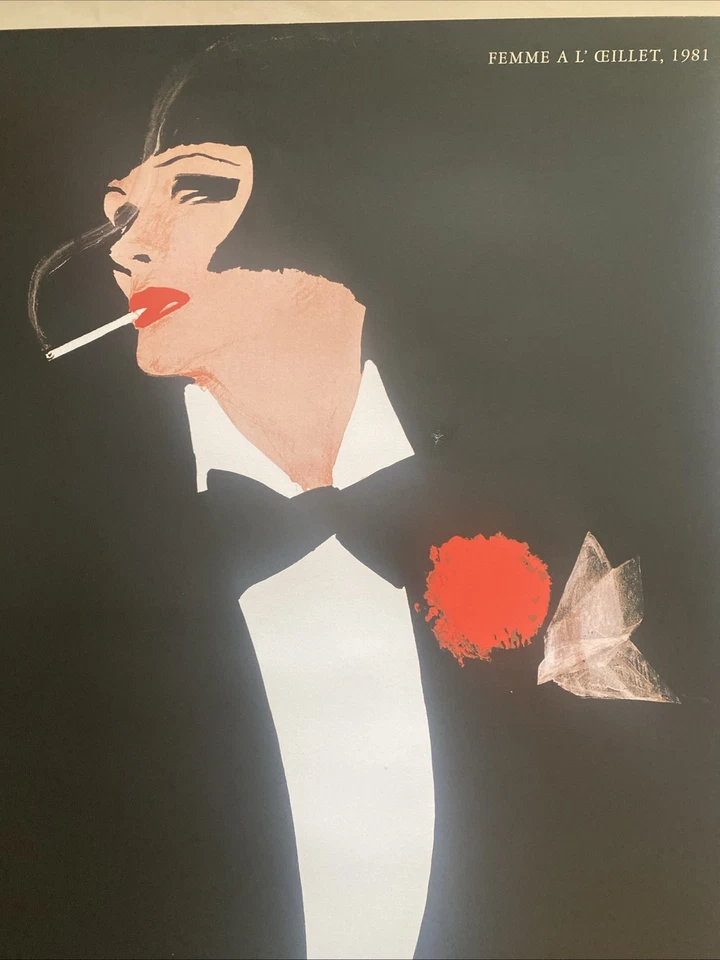 Pôster offset Rene Gruau - Femme A L'Ceillet, 1981 - Década de 1980 - Imagem 4 de 4