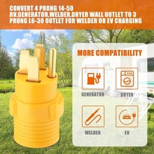 NEMA 14-50P to L6-30R RV Generator Welder Adapter, 50A 4 Prong Male Plug to 30A