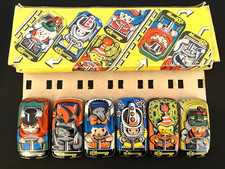 SET OF 6 VINTAGE SOVIET RUSSIAN PINOCCHIO TIN TOY CARS