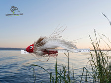 🎣 Set of 3: NEW Swimming Baitfish Streamer (Red & White) | Hooks #3 | With Herbs