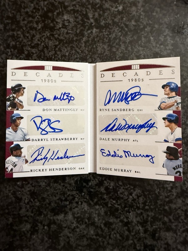 2019 Panini National Treasures Baseball Decades Booklet 1980's #/5 6 Auto's