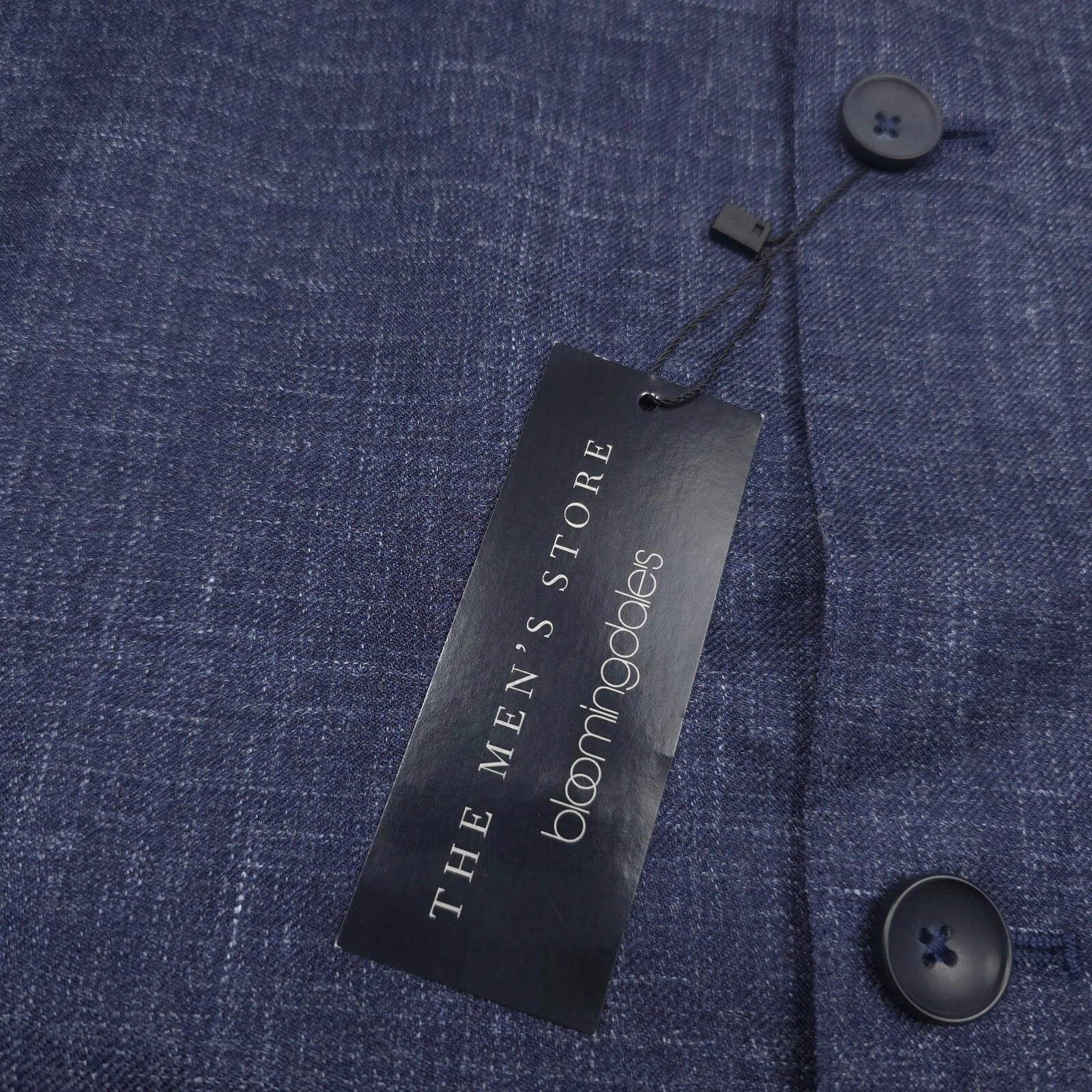Bloomingdales Wool Chore Jacket Mens 42R Navy Blue Melange Micro Hopsack - product detail image 5