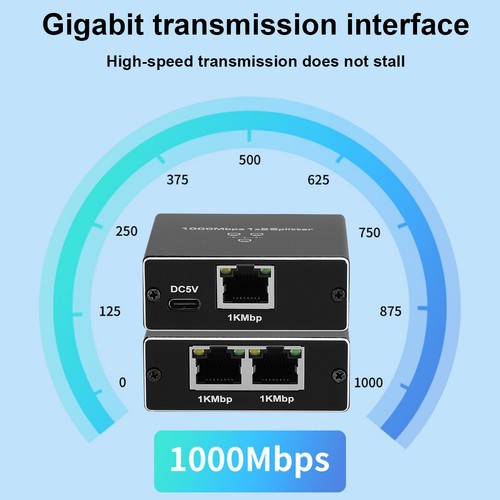 1000Mbps Ethernet Splitter Adapter RJ45 Cable LAN Network Internet 1 IN 2 Out - Afbeelding 5 van 10