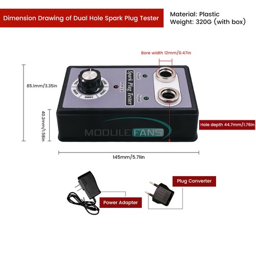 Dual Hole Car Spark Plug Tester Diagnostic Ignition Analyzer Tester AC100-240V - Picture 7 of 14