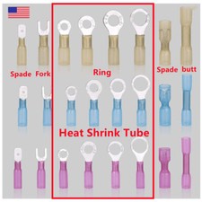 50-100x Heat Shrink Electrical Wire Connectors 10-22 Ring Butt Crimp Terminals
