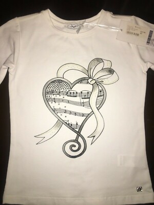 Neu mit Etikett italienischer Designer Fun & Fun Mädchen Langarm Musiknoten Top Alter 4 Jahre