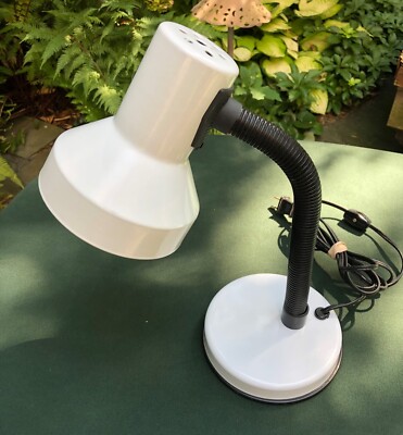 VTG Laguna Light White Metal Desk Lamp Task Light Adjustable Neck-Made in Italy