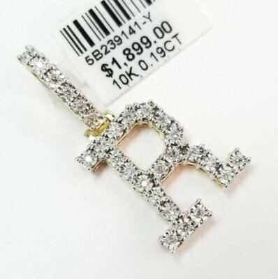 Echter Diamant R Initiale Alphabet Charm Anhänger 10k Gelbgold, Buchstabe, echt