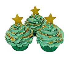 DEZICAKES Fake Cupcakes  Cake Artificial Food Set of 3 Top of Tree Christmas
