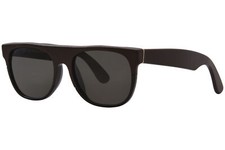 RetroSuperFuture Flat-Top-776 A12 Sunglasses Black/Brown Leather/Grey Lens 52mm