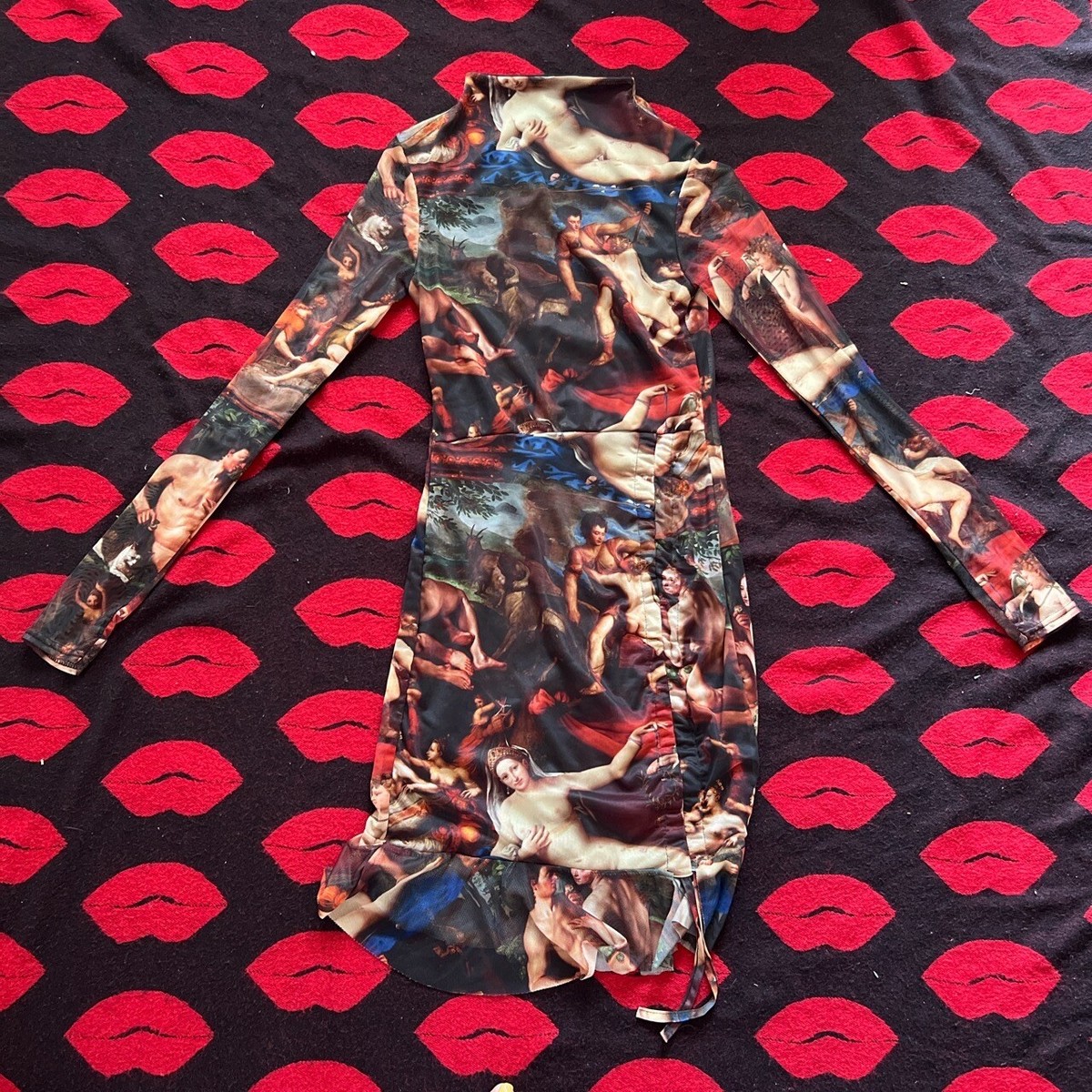 NWT I Saw It First Nude Artwork Mesh Bodycon Dress US 10 | eBay