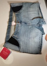 Maternity Expandable Side Panels Blue Jean Shorts Isabel and Ingrid size 14