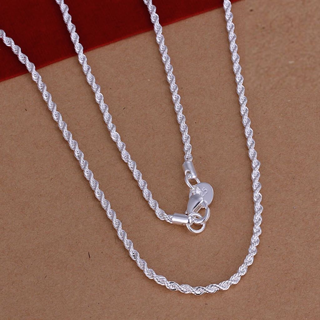 Men's Womens Unisex Sterling Silver Plated Rope Chain Lobster