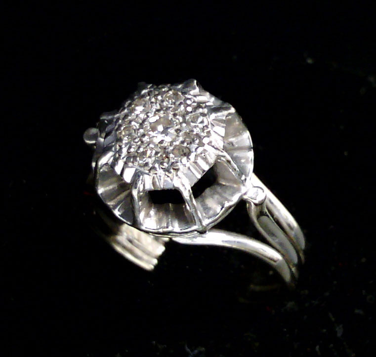 Bague Solitaire Or Blanc 18 Carats Avec Diamant 0.17 Carat - Taille 49 - Femme - Parfait État Occasion
