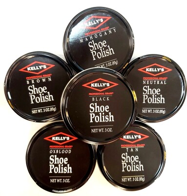 KELLY'S Professional Wax Paste Shoe Polish 6 Colors - Pick Yours - 3.0 oz.