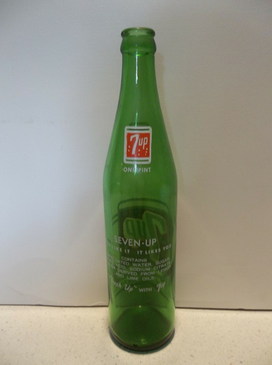 Bouteille De Soda 7UP Vintage 1956 Pleine - Collection, Publicité Originale