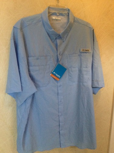 Chemise Columbia adulte XXL bleu PFG omni-ombre bouton pêche ventilé homme
