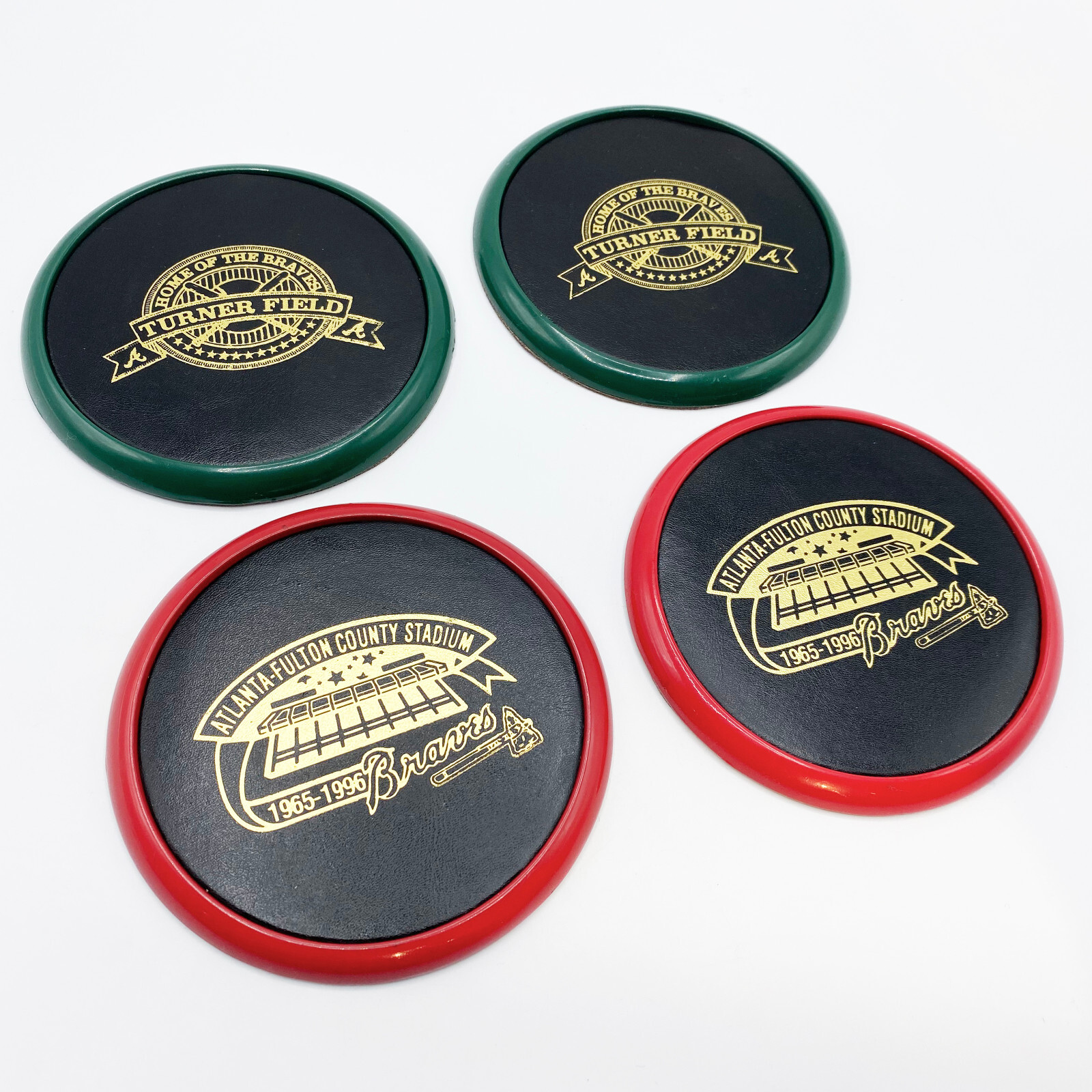 RARE Vintage Atlanta Braves Turner Field & Fulton Stadium Coaster Mixed Set of 4