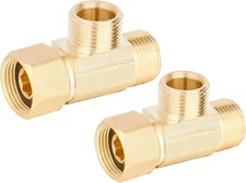 2-Piece 3/8-Inch Compression Tee Fittings Water Line Splitter Angle Stop Add-A-T