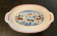 Villeroy & Boch Naif Christmas Laplau Handled Pickle Dish Serving Tray NEW W Tag