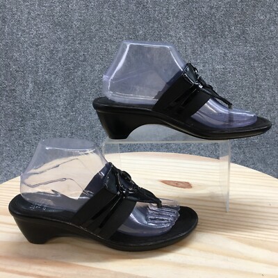 Mootsies Tootsies Sandals Womens 8 M Majuma Thong Black Toe Post Casual Wedge