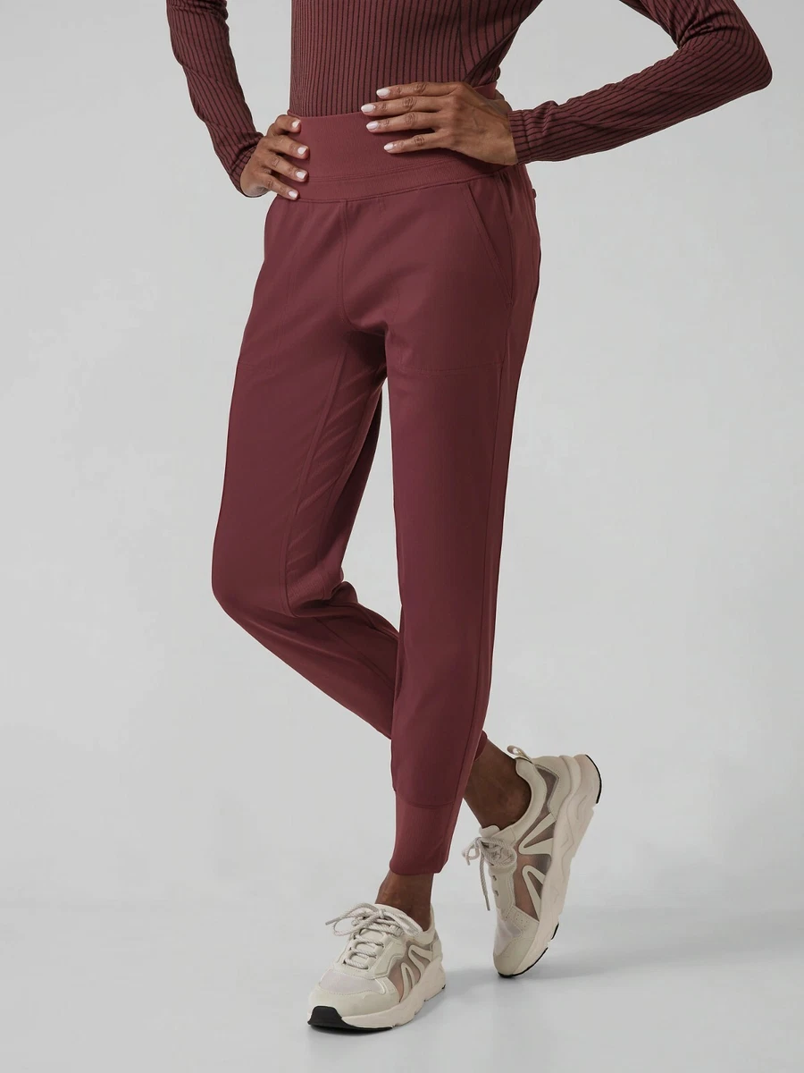 Athleta Venice Velvet Stripe Jogger Pants,Decadent Chocolate SIZE MT M T  #631855