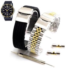 Steel  Rubber Replacement Watch Band Fits Casio DURO MDV-106 MDV106G-1AV