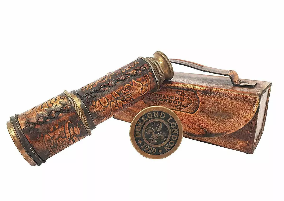 Dollond London 1920 TELESCOPE With Leather Box Antique Brass
