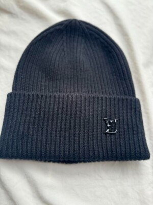 Louis Vuitton Black Cashmere Knit Beanie Hat Men's Luxury