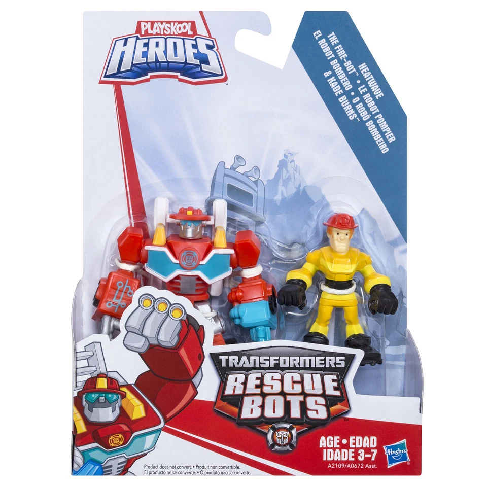 Playskool Heroes Transformers Rescue Bots HEATWAVE Fire-Bot & KADE BURNS Figures - Image 2 of 2
