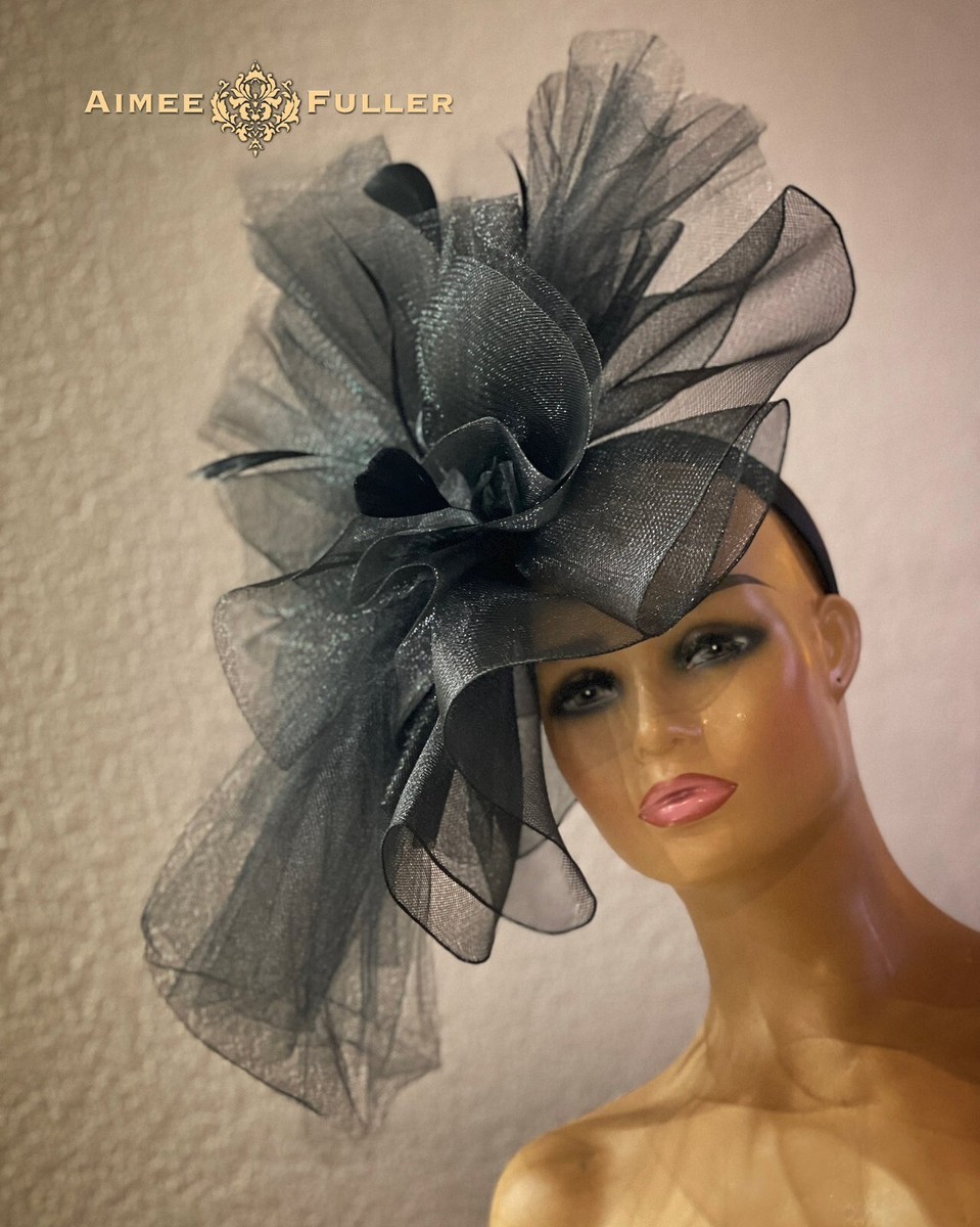 Huge Kentucky Derby Hat Royal Ascot Del Mar Fascinator Black  display picture 3