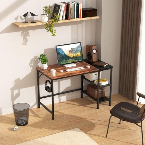 HOMIDEC Bürotisch, Computertisch mit Bücherregal, 100 x 50 x 75 cm Arbeitszimmerschrift - Bild 4 von 5