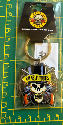 GUNS AND ROSES  TOP HAT SKULL LOGO QUALITY METAL KEY RING OFFICIALLY LICENSED