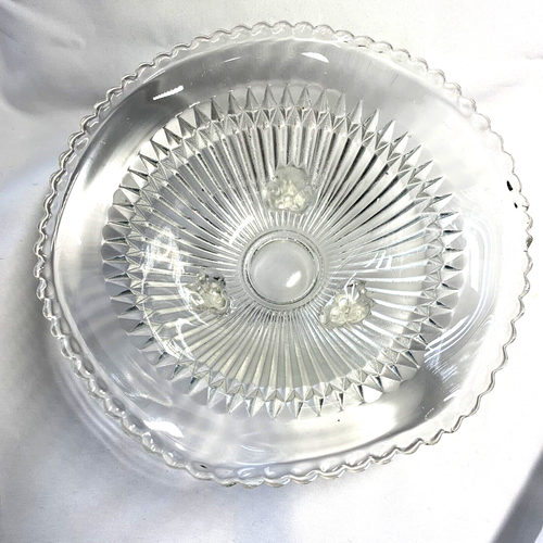 Jeannette Glass Footed Candy Dish Anniversary Pattern Ribbed Scalloped Clear - Picture 2 of 5