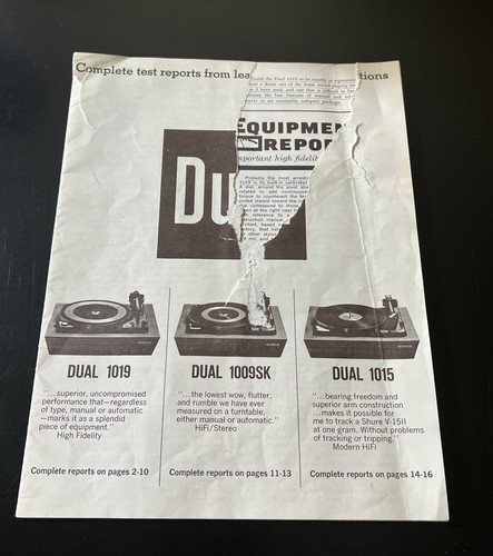 Vintage 1967 Dual Turntable Test Reports 1019 1009SK 1015 - Picture 2 of 12