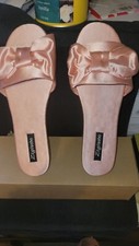 Zigisoho Pink Satin Bow Sandel Flip Flop Slides- Size 9