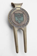 VINTAGE GOLF DESIGN BRASS DIVOT TOOL/ MONEY CLIP ARIN C.C. SENIORS TOUR GROUP