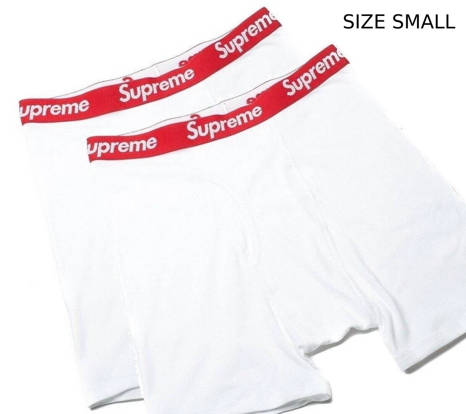 Authentic Supreme / Hanes White Boxer Briefs Underwear (2 Pack) SMALL / S - Imagen 1 de 1