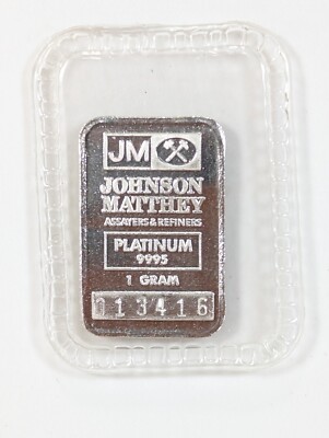 Vintage 1 Gram Platinum Bar Johnson Matthey 9995 Fine Rare JM Bar