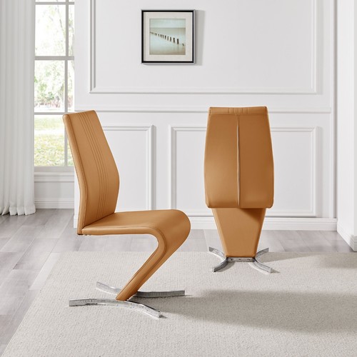 (x2) WILLOW 'Z' Faux Leather Silver Chrome Black/White/Grey/Yellow Dining Chairs - Picture 24 of 36
