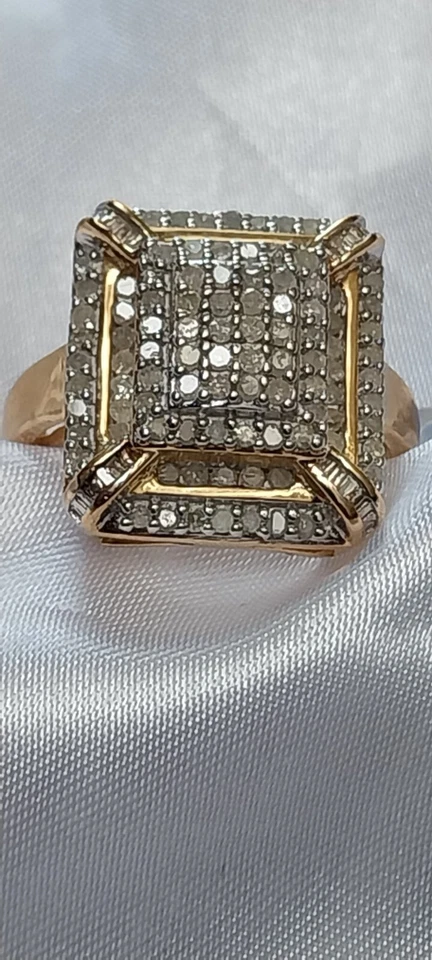 14kt Yellow Gold over Silver 1ct Diamond Ring Sz 6.5-7 Weight 8.7 grams - Image 4 of 4