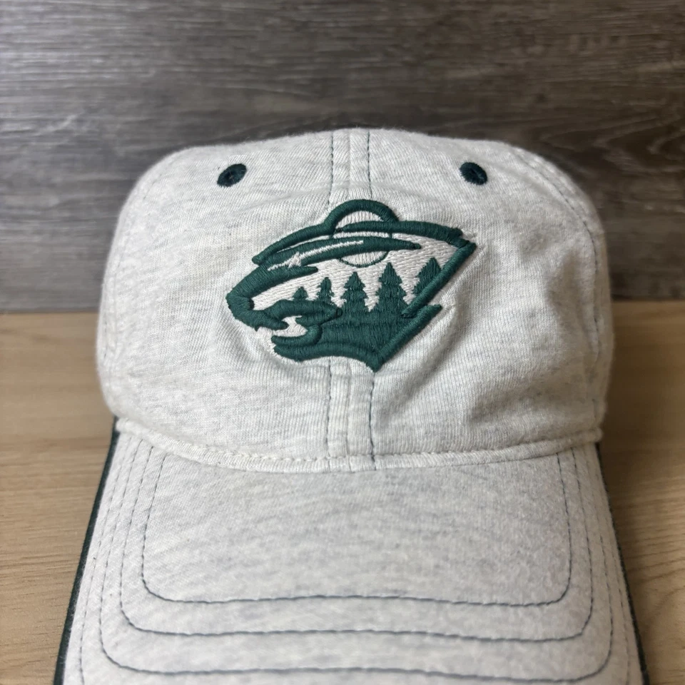 Minnesota Wild Hat Gorra Correa Trasera Gris Verde Tejido Suave NHL Hockey Hombres Talla Única Foto 2 de 4