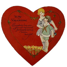 Carrington Co. Die-Cut Valentine Card Heart Everybody Loves You 1900s