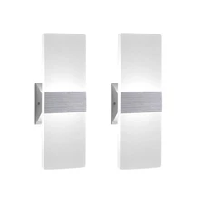 Modern Wall Sconce 12W Set of 2 LED Lamp Cool White Acrylic Material Hardwired M