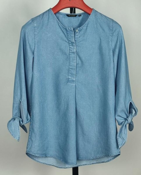 Women Massimo Dutti Shirt Blue Lyocell 34 / XS /