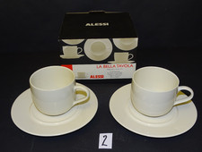 ALESSI LA BELLA TAVOLA CUPS & SAUCERS  X2 PAIR 2 BOXED  TEA SET  DINNER SERVICE